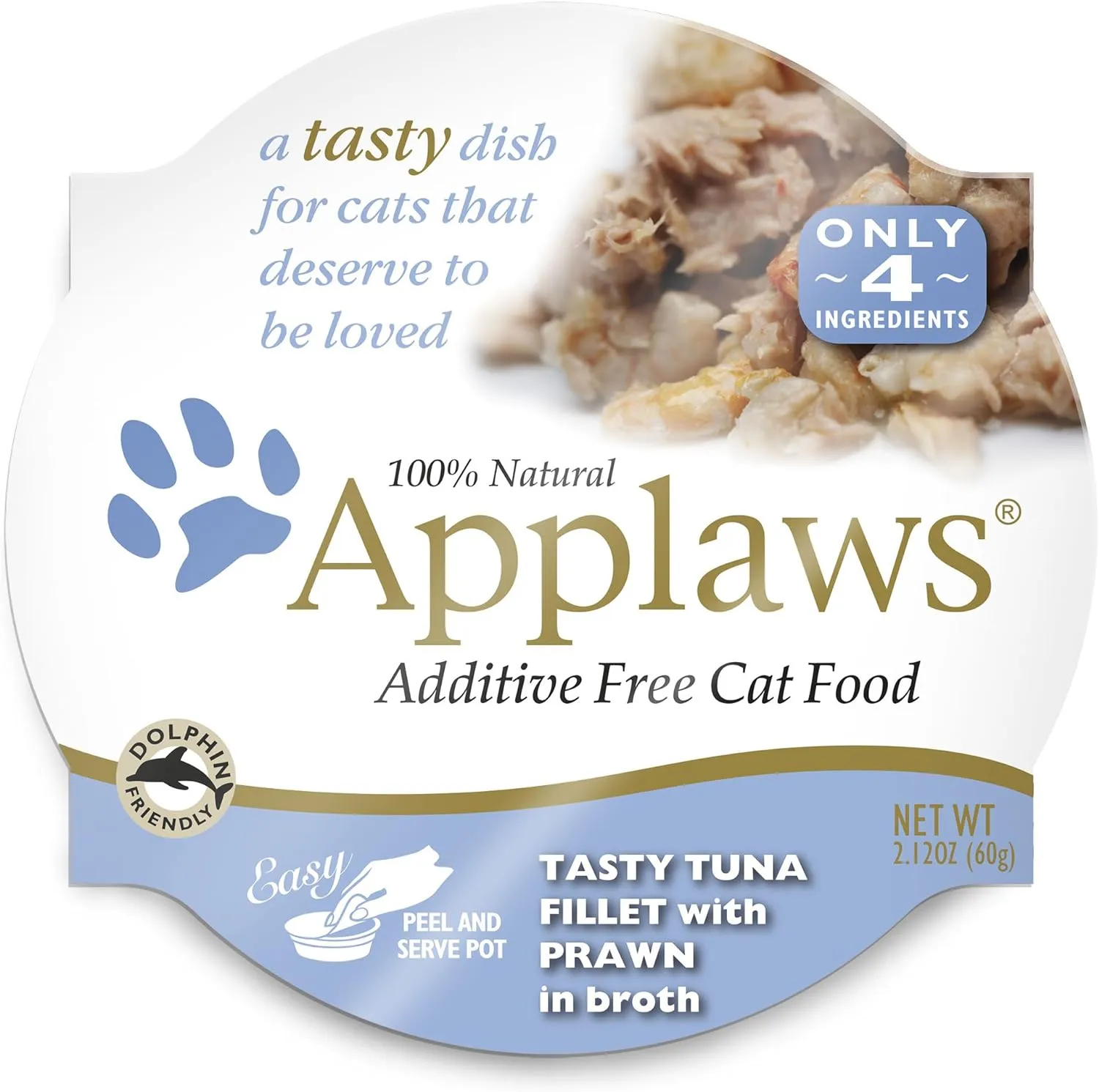 Applaws Tasty Tuna Fillet with Prawn Cat Food, 18 - 2.12 Ounce Cups