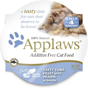 Applaws Tasty Tuna Fillet with Prawn Cat Food, 18 - 2.12 Ounce Cups