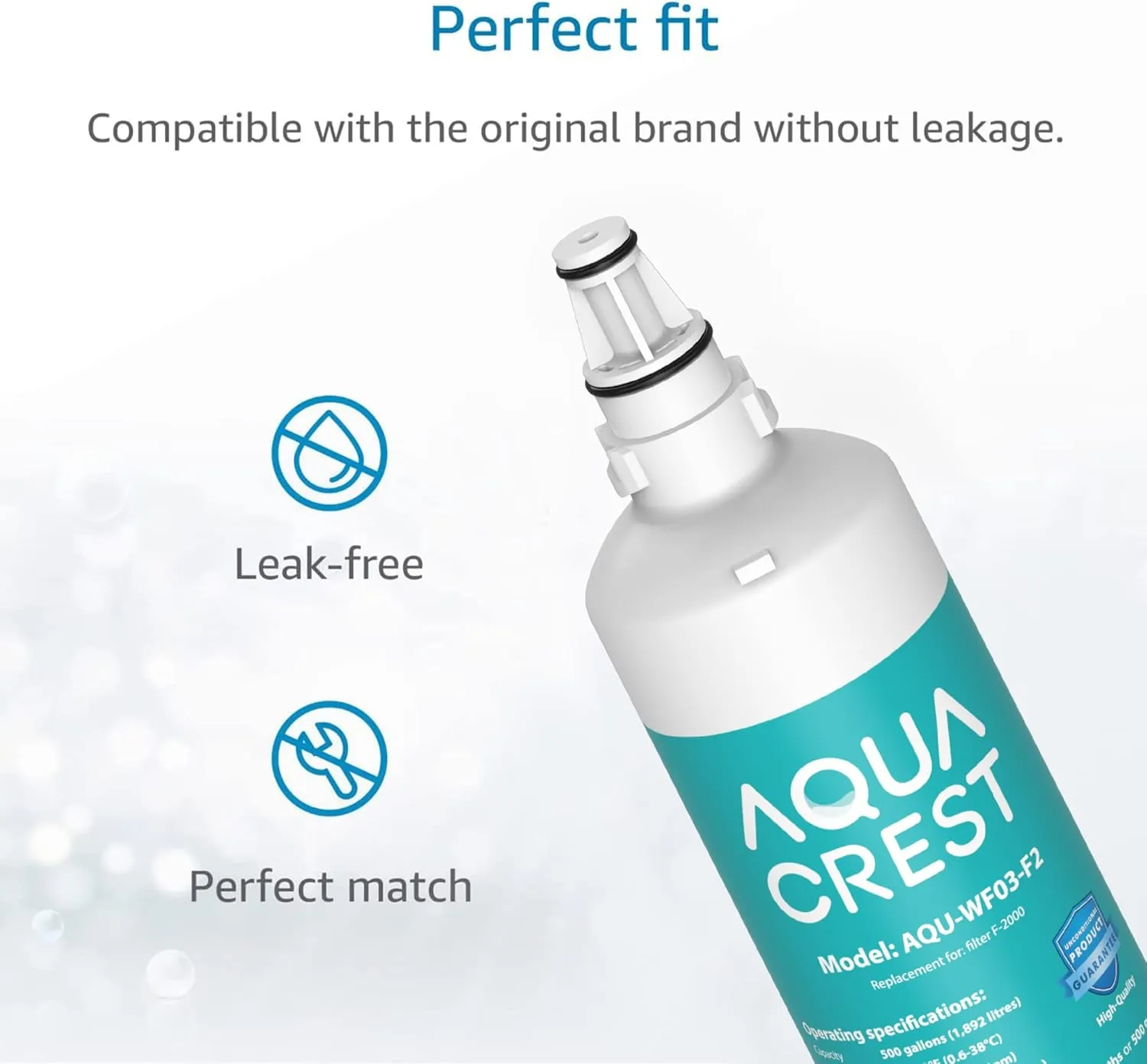 AQUA CREST F-2000, F-1000 Filter, Replacement for Sub-Zero 4204490, 4290510, Compatible with InSinkErator® F2000s, F-3000S, AquaPure AP Easy C-Complete, Sub Zero Water Filter Replacement, NSF/ANSI 42