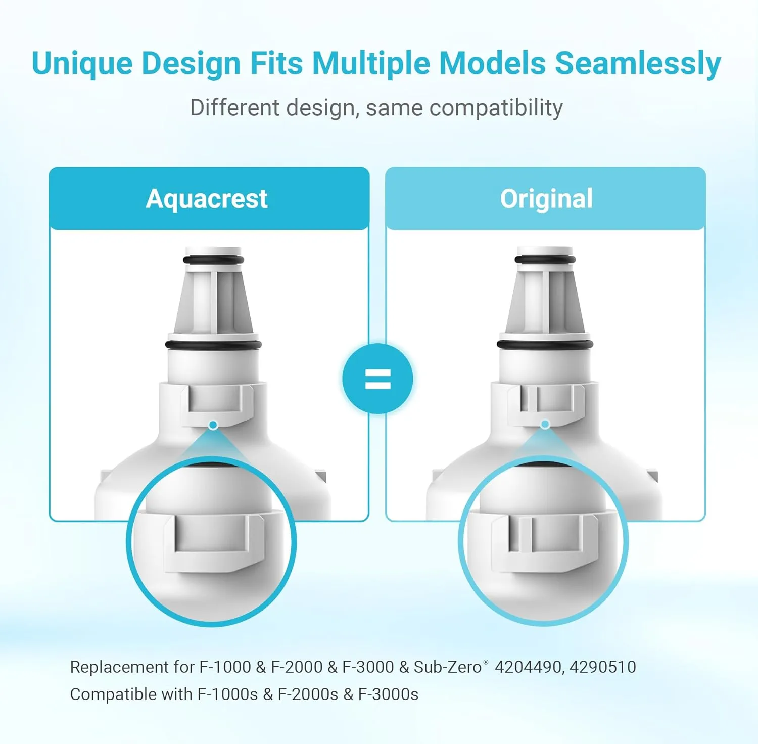 AQUA CREST F-2000, F-1000 Filter, Replacement for Sub-Zero 4204490, 4290510, Compatible with InSinkErator® F2000s, F-3000S, AquaPure AP Easy C-Complete, Sub Zero Water Filter Replacement, NSF/ANSI 42