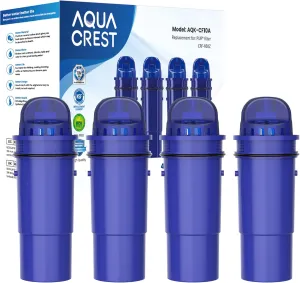 AQUA CREST Replacement for All Pur® Pitcher Water Filters, CRF950Z, PPF951K, DS1811Z, PPT711, CR-1100C and More Pur® Plus Dispenser Water Filters Replacement, NSF Certified Filters, 4 Packs