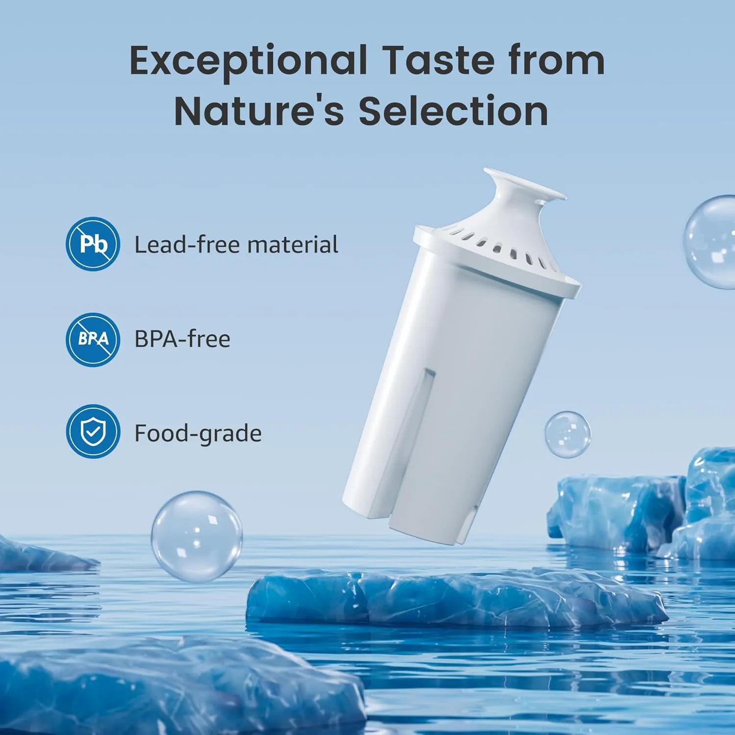 AQUA CREST Replacement for Brita® Filter, Brita® Water Pitchers and Dispensers, Classic OB03, Mavea® 107007, and More, NSF Certified Pitcher Water Filter, 1 Year Filter Supply, 6 Count