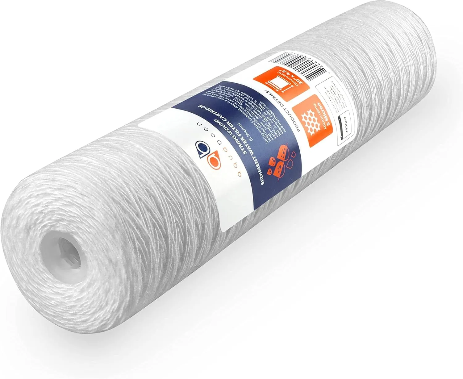Aquaboon 5 Micron 20 x 4.5 Whole House String Wound Water Filter Replacement Cartridge for Well Water Filtration Compatible with WP5BB20P, 2-Pack