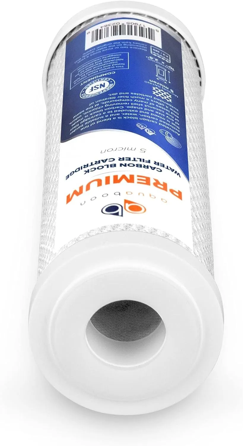 Aquaboon Premium 5 Micron Carbon Block Water Filter 10" x 2.5" – 25-Pack CTO Whole House Filters for Countertop & Under Sink Systems, Compatible with FXWTC