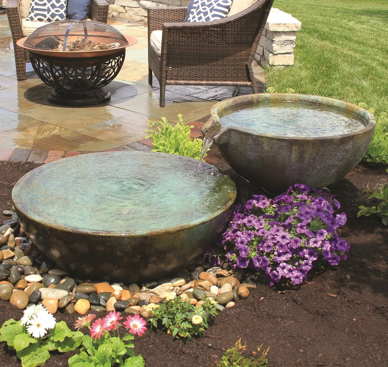 Aquascape 58087 Spillway Bowl and Basin Fountain Kit, Patina