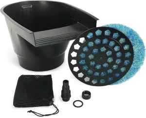 Aquascape Pond Filter and Waterfall Spillway, Efficient Mechanical and Biological Filtration, Compact | 77020,Black