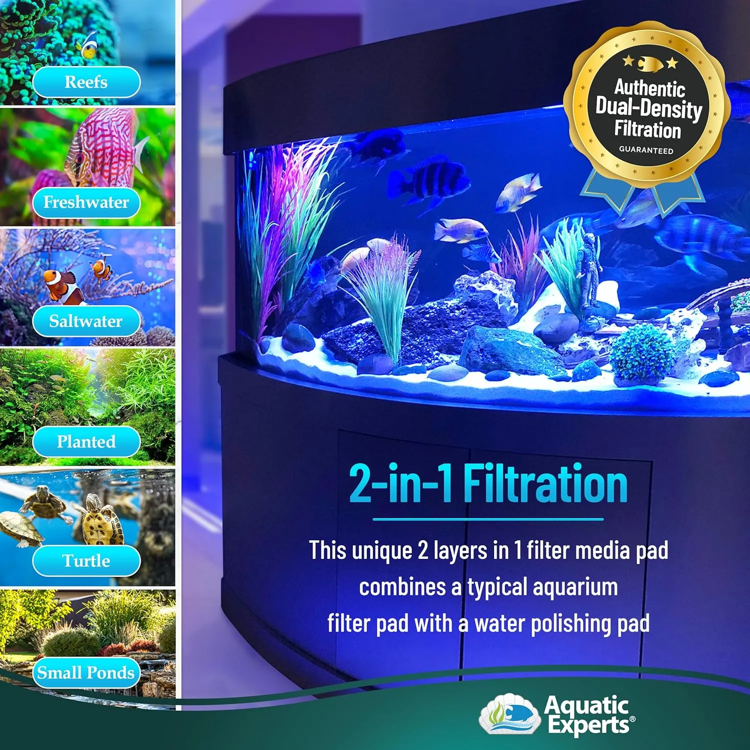 Aquatic Experts Aquarium Filter Floss for Fish Tank Filters - FilterFirst Aquarium Filter Pad - Media Roll for Crystal Clear Water, 3/4" - 1" Thick (12 Inch Wide, 72 Inch Long)