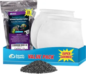 Aquatic Experts Premium Granulated Activated Carbon 1LB and 200 Micron Felt Filter Socks 7"x8" - 2 Pack, Made in USA (Value Pack)