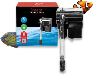 Aquatop Forza 80 GPH Power Filter for Aquariums –15-25 Gal Freshwater & Saltwater – Advanced Filtration Design – Keeps Water Crystal Clear – PFE-3