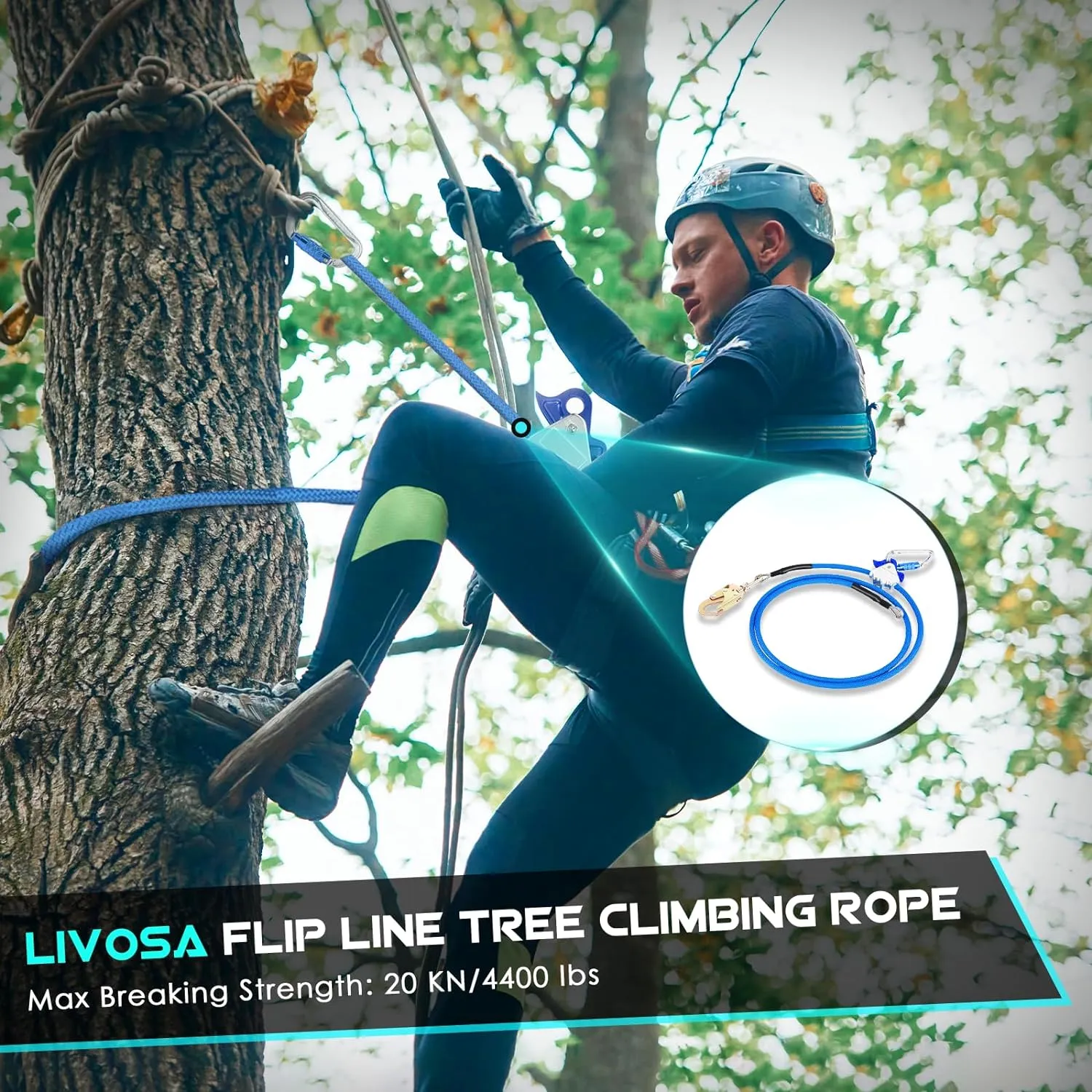 Arborist Equipment 1/2" X 10ft Steel Wire Core Flip Line Kit Tree Climbing Rope, Tree Climbing Strap Positioning Lanyard for Fall Protection Climbers Tree Climbers