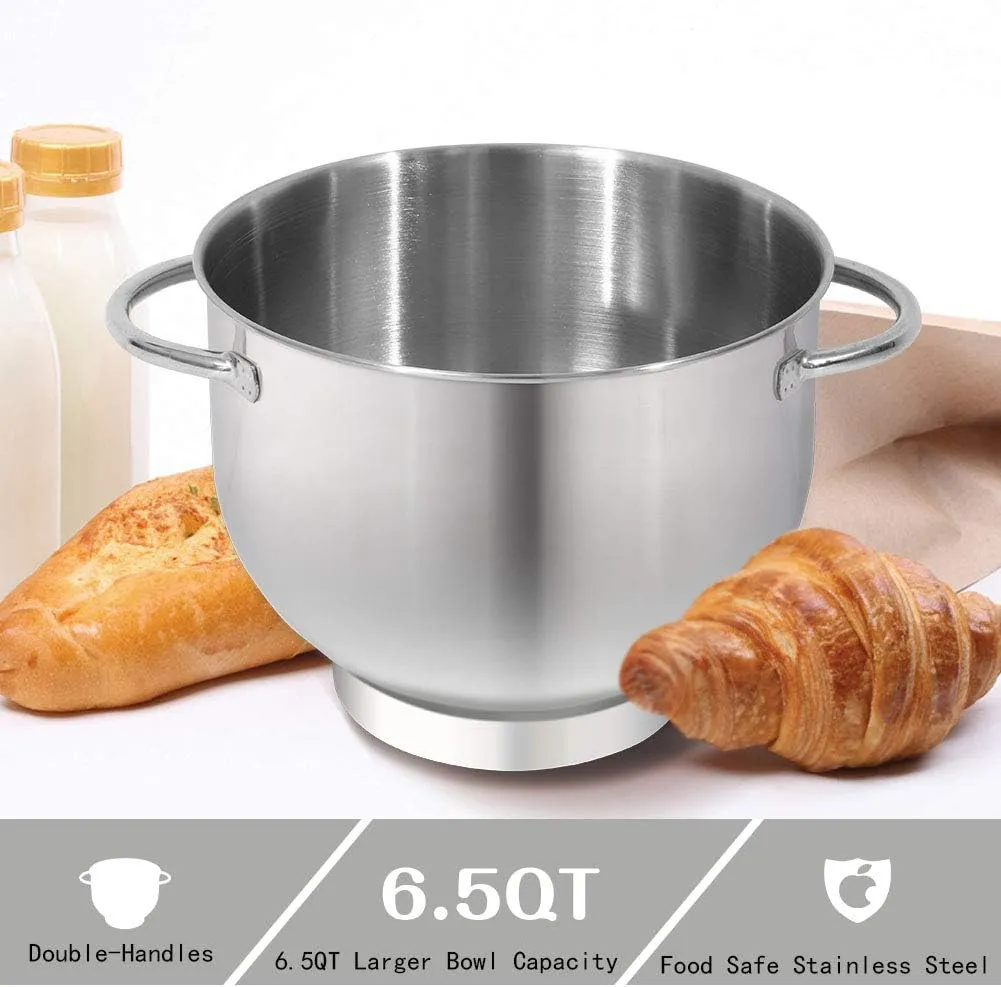 Aucma Stand Mixer,6.5-QT 660W 6-Speed Tilt-Head Food Mixer, Kitchen Electric Mixer with Dough Hook, Wire Whip & Beater (6.5QT, Lavender)