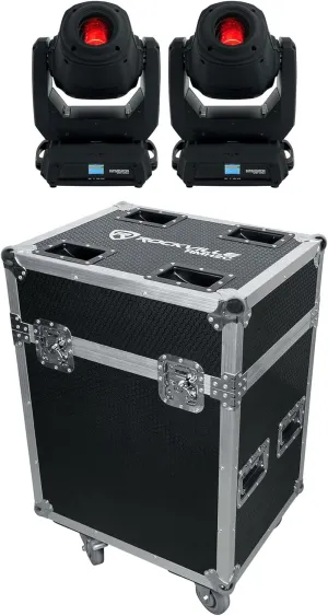 Audiosavings Bundle: (2) Chauvet DJ Intimidator Spot 375ZX 200w Compact LED DMX Moving Head Light 375Z X Bundle with Rockville RMH2C Case for Select Chauvet/American DJ/Moving Head Lights (3 Items)