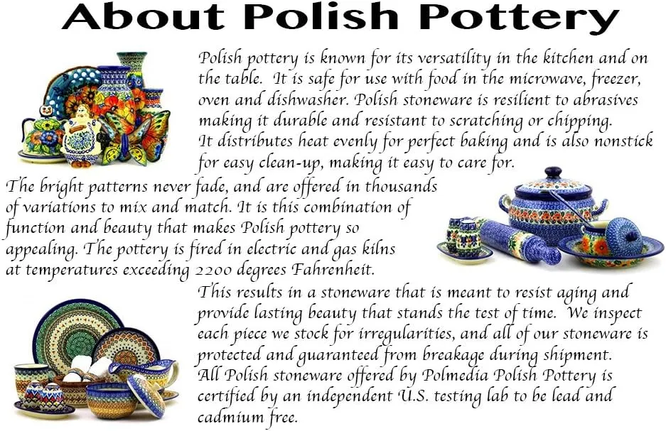 Authentic Polish Pottery Bowl 6-inch Signature UNIKAT in Autumn Bunch Design Handmade in Bolesławiec Poland by Ceramika Artystyczna   Certificate of Authenticity