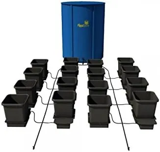 AutoPot 16 Pot System with 3.9 Gallon pots and 60 Gallon FlexiTank - Self-Watering Gravity-Fed Hydroponic Indoor System, Black