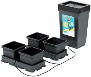 AutoPot Easy2Grow 4Pot System with Regular with 2.2 Gallon Pots and 12.4 Gallon Tank - Self-Watering, Indoor, Hydroponic System, Black
