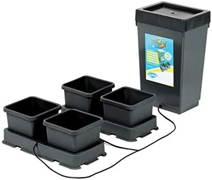 AutoPot Easy2Grow 4Pot System with Regular with 2.2 Gallon Pots and 12.4 Gallon Tank - Self-Watering, Indoor, Hydroponic System, Black