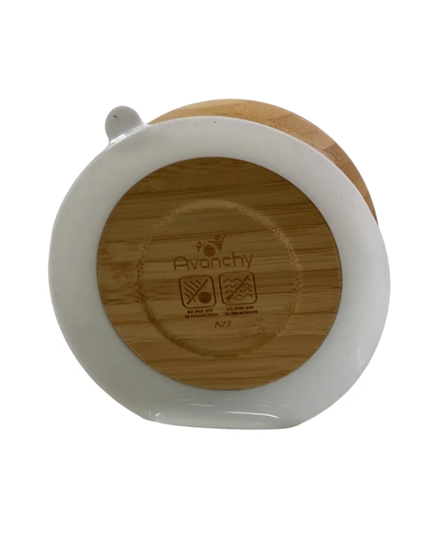 Avanchy Bamboo Bowl and Spoon Set, White