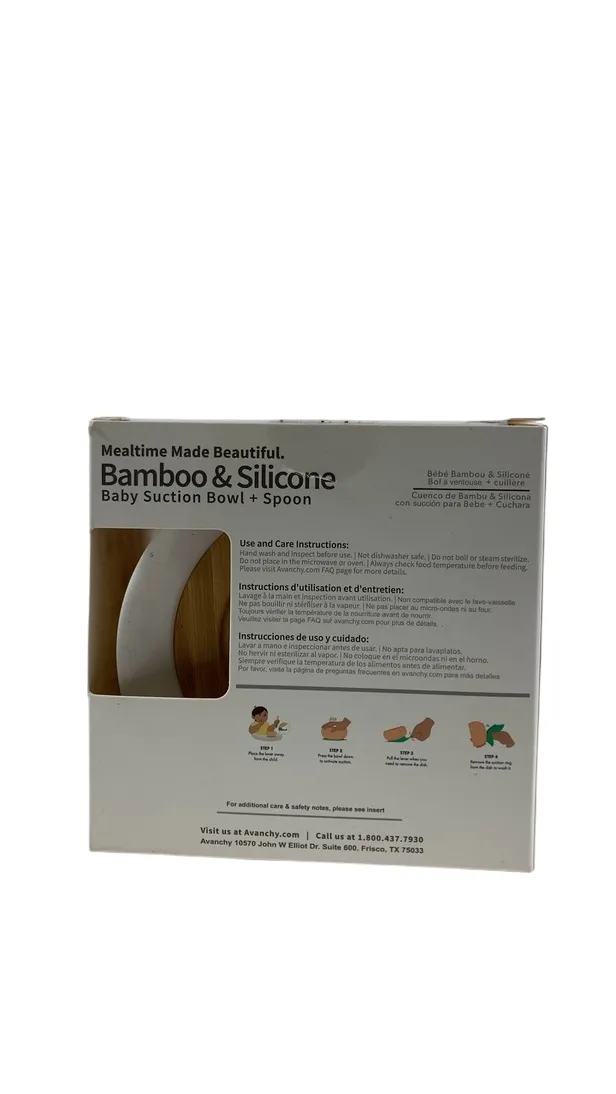 Avanchy Bamboo Bowl and Spoon Set, White