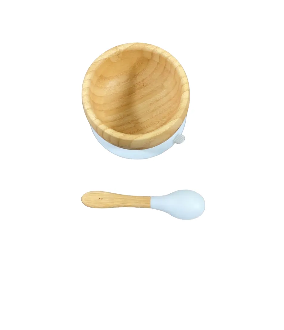 Avanchy Bamboo Bowl and Spoon Set, White