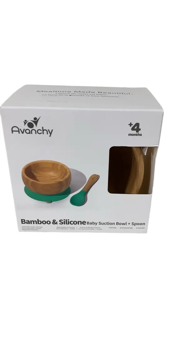 Avanchy Bamboo Bowl and Spoon Set, White