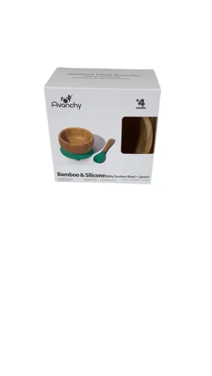 Avanchy Bamboo Bowl and Spoon Set, White