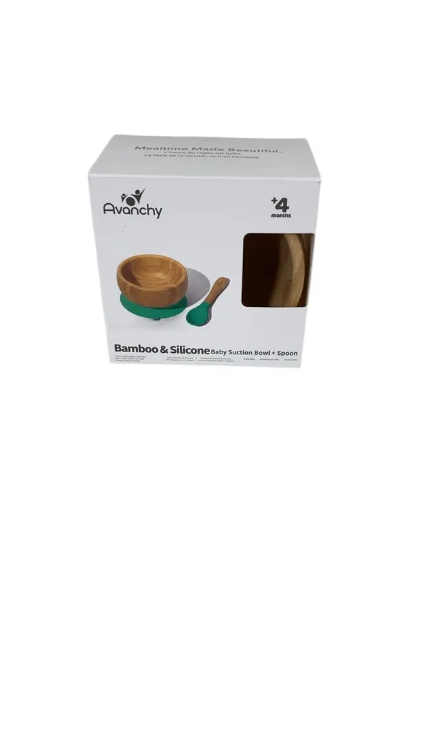 Avanchy Bamboo Bowl and Spoon Set, White