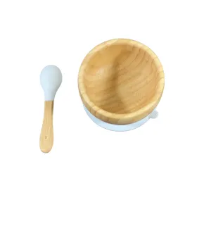 Avanchy Bamboo Bowl and Spoon Set, White