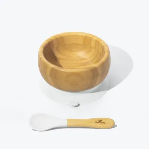 Avanchy Bamboo Bowl and Spoon Set, White