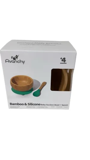 Avanchy Bamboo Bowl and Spoon Set, White