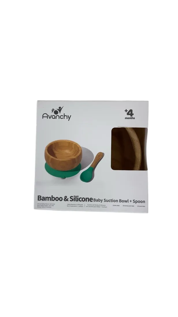 Avanchy Bamboo Bowl and Spoon Set, White