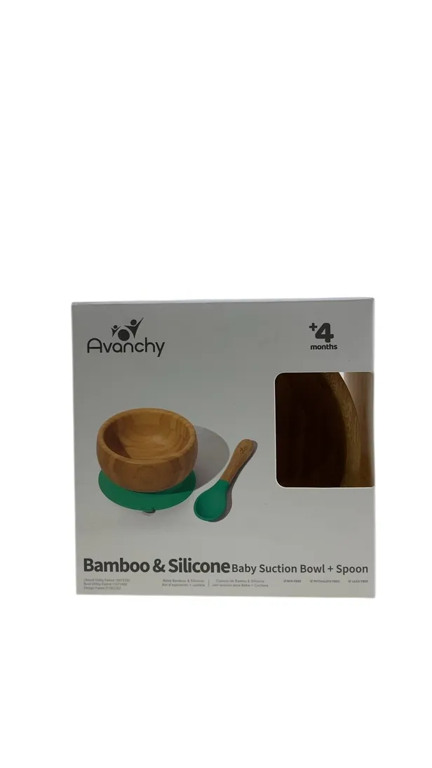 Avanchy Bamboo Bowl and Spoon Set, White
