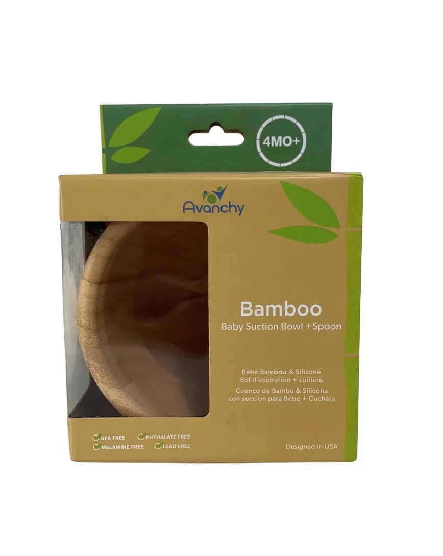 Avanchy Bamboo Bowl and Spoon Set, White