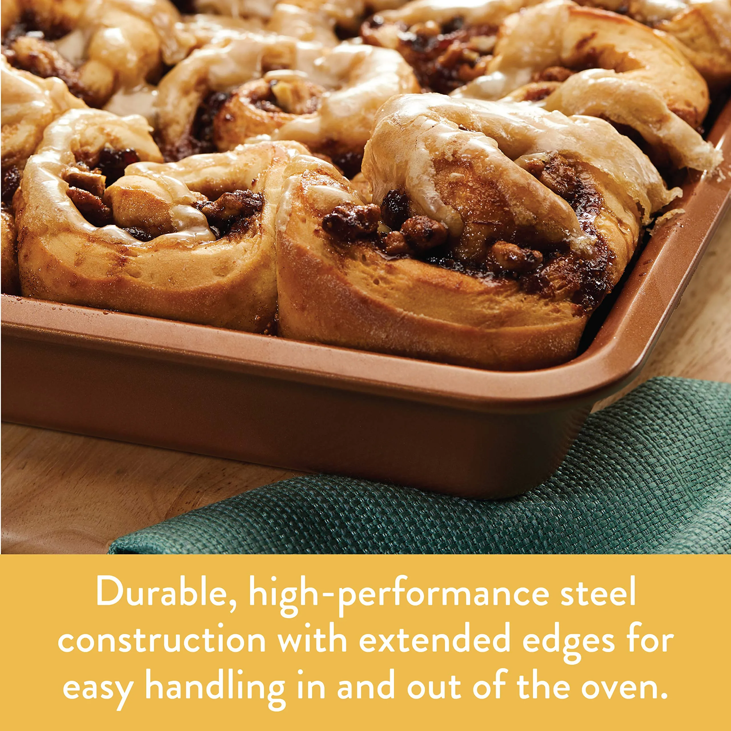 Ayesha Curry Nonstick Bakeware, Nonstick Cookie Sheet / Baking Sheet - 11 Inch x 17 Inch, Copper Brown