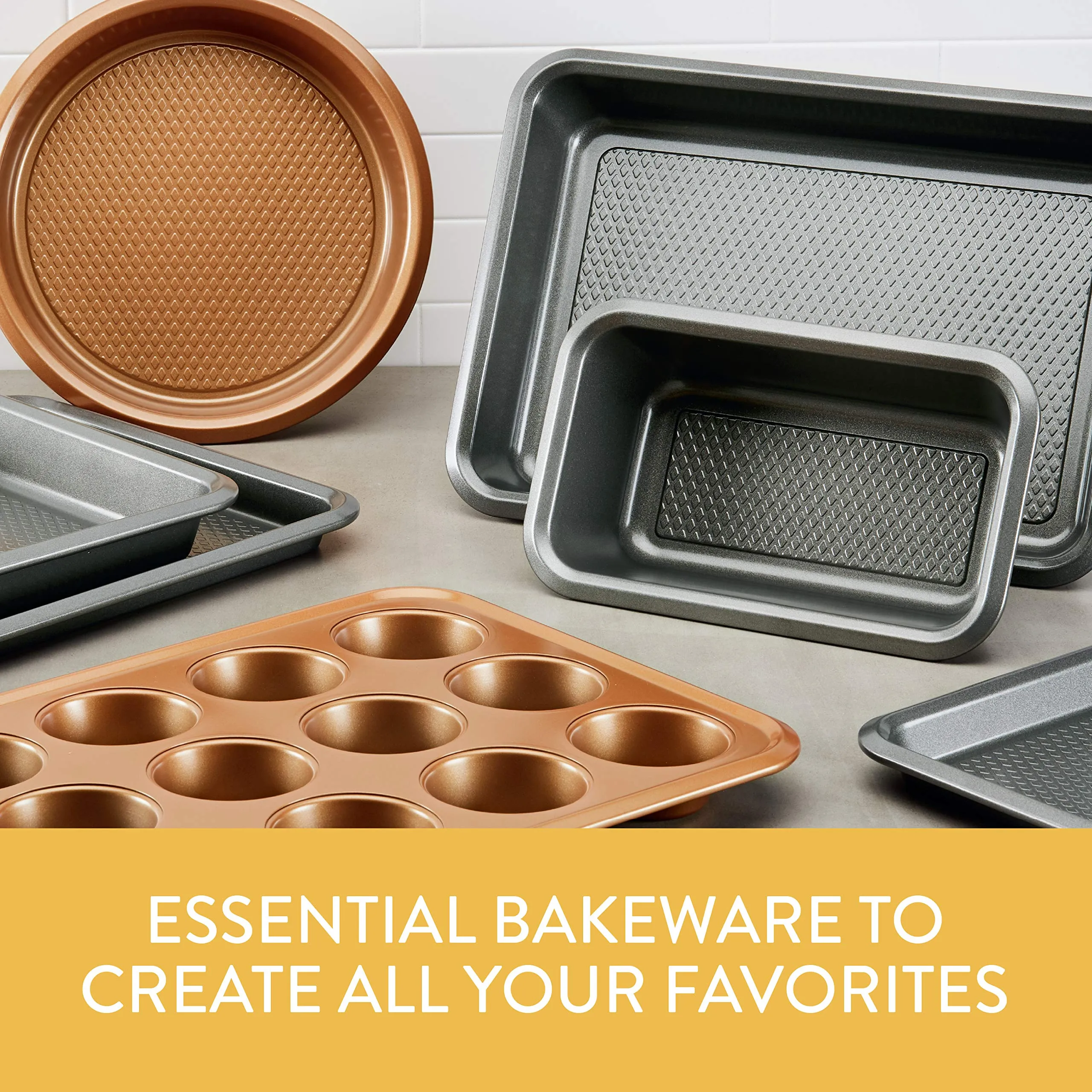 Ayesha Curry Nonstick Bakeware, Nonstick Cookie Sheet / Baking Sheet - 11 Inch x 17 Inch, Copper Brown