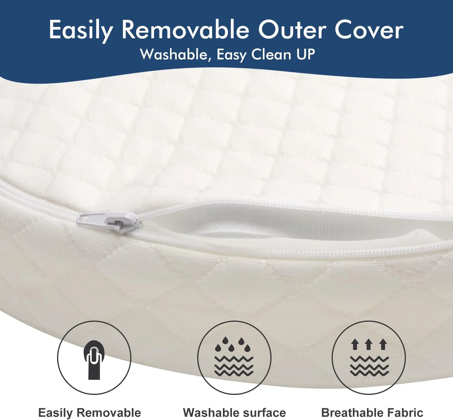 Baby Bassinet Mattress, Breathable, Premium Foam, Hypoallergenic, Non-Toxic, Oval Shaped with Removal Waterproof Cover, 20" x 33" x 2''