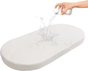 Baby Bassinet Mattress, Breathable, Premium Foam, Hypoallergenic, Non-Toxic, Oval Shaped with Removal Waterproof Cover, 20" x 33" x 2''