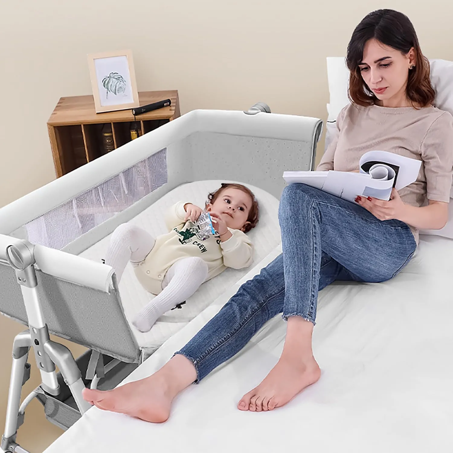 Baby Bassinet Mattress, Breathable, Premium Foam, Hypoallergenic, Non-Toxic, Oval Shaped with Removal Waterproof Cover, 20" x 33" x 2''
