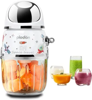 Baby Food Maker Mini Cute and Small Food Processor Puree Blender Grinder Chopper 1.2 Cup Glass Bowl with 6 Blade Electric (Spaceman-White(One Bowl))