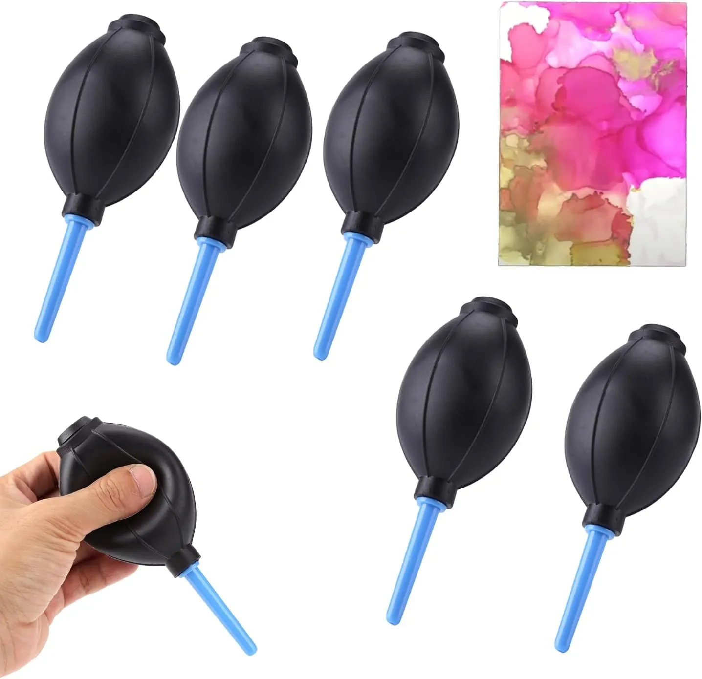 BAOFALI 5Pack Soft Rubber Alcohol Ink Air Blower Dust Chips Camera Cleaner Craft Arts Painting Drawing Ink Black Blower Pump Hand Held Tool