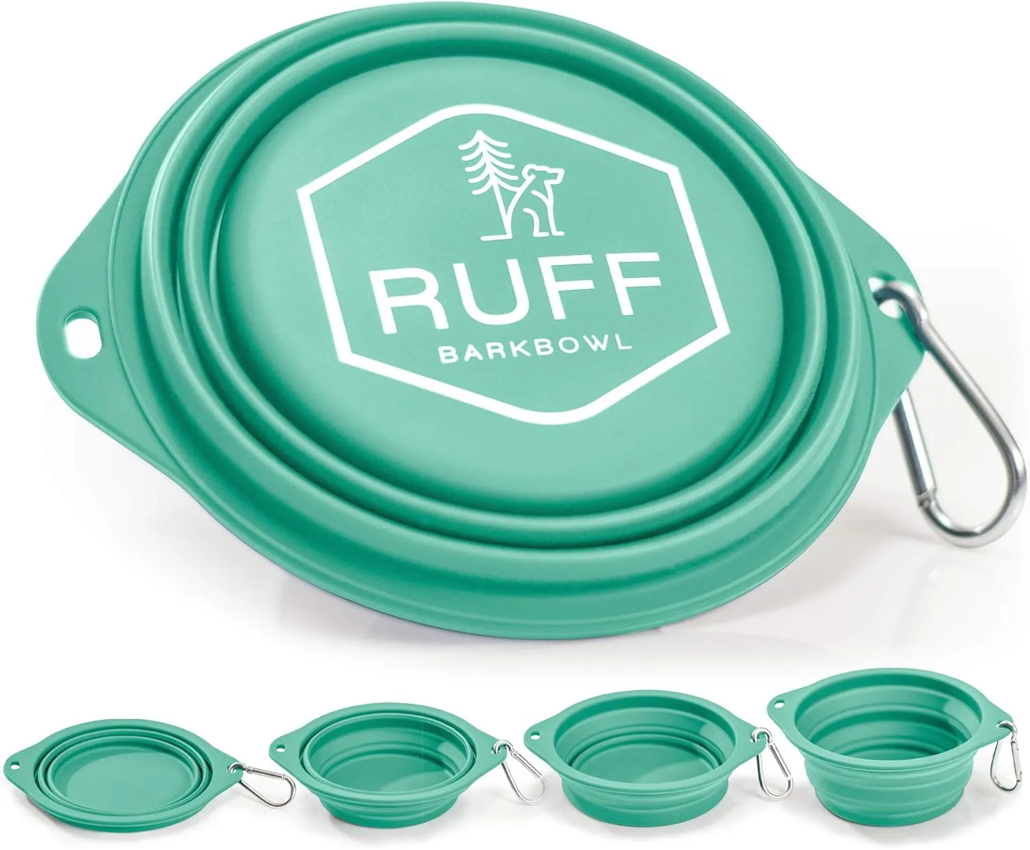 BarkBowl (800ml) - Collapsible Dog Bowl (Tiffany Blue) Premium Quality, Platinum-Cured Food Grade Silicone, No Plastic Rim, Food Safe, Large Travel Bowl