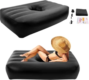 BBL Bed 72" x 40" Inflatable Mattress with Hole, BBL Bed After Surgery for Sleeping, Ergonomics PVC Pregnancy Bed, Inflatable Mattress Air Mattress for Camping Traveling Hiking (Black)