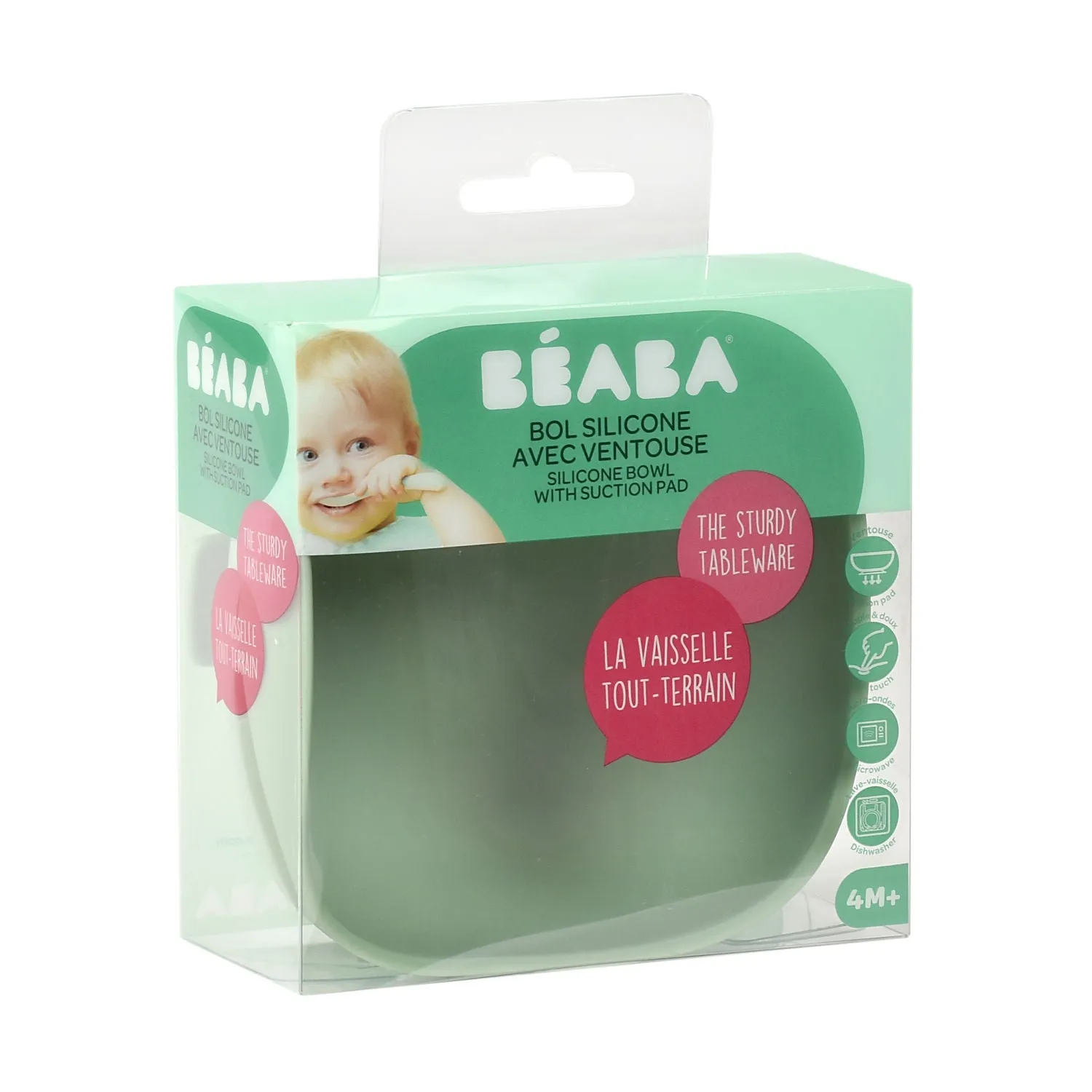 Beaba Silicone Suction Bowl - Sage Green