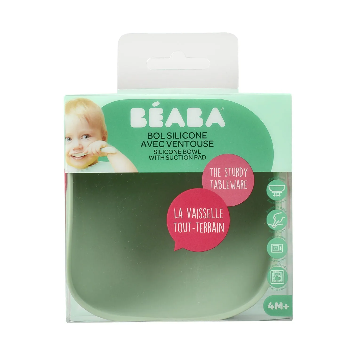 Beaba Silicone Suction Bowl - Sage Green