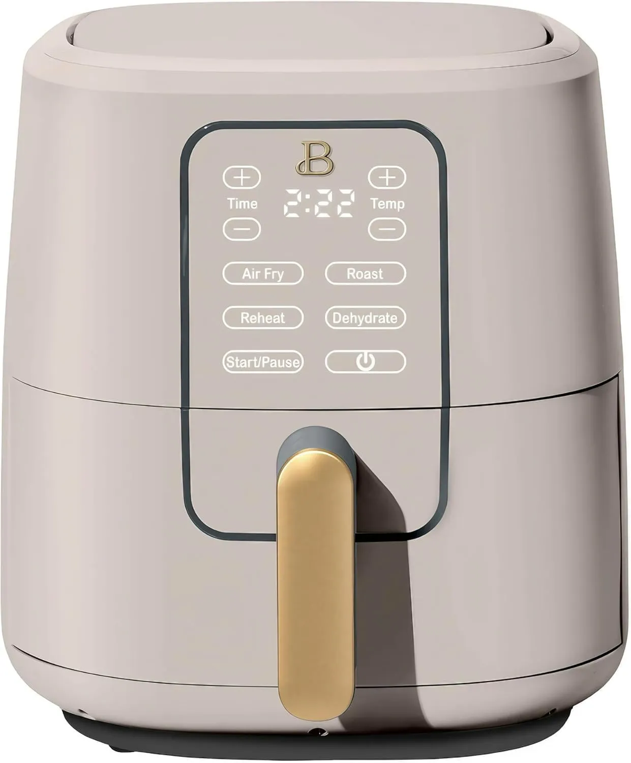 Beautiful 6-Quart Air Fryer with TurboCrisp Technology, Touch-Activated Display, 1750W Power, Large Capacity for Family Meals, by Drew Barrymore (Porcini Taupe)