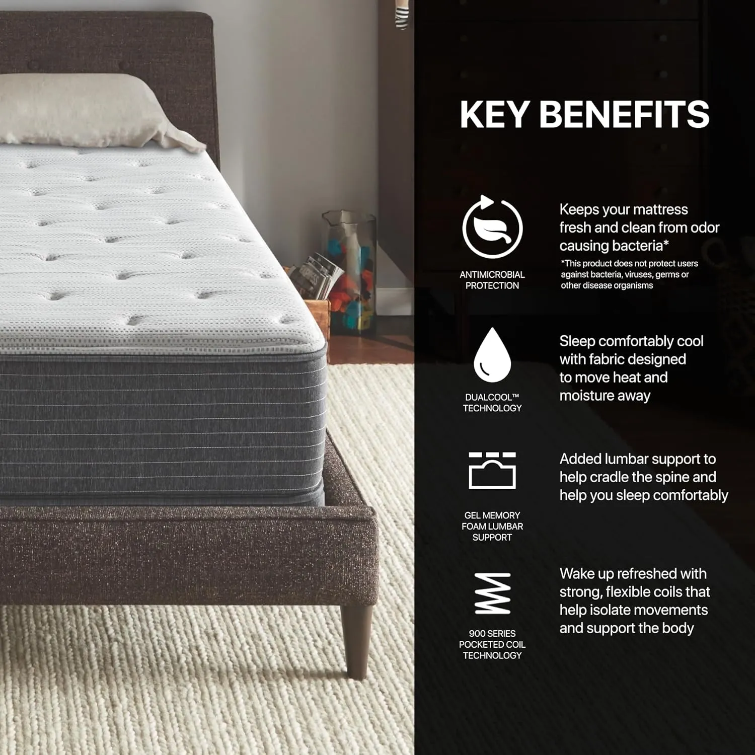 Beautyrest Silver BRS900 12.25” Medium Twin Mattress, Cooling Technology, Supportive, CertiPUR-US, 100-Night Sleep Trial, 10-Year Limited Warranty , White