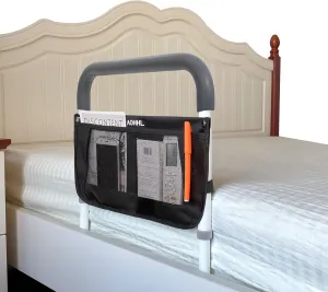 Bed Rails for Elderly Adults Safety with Adjustable Heights Storage Pocket Assist Support Side Railings Seniors Slides Under Mattressbed Cane Guard Bed Handles Bars (Light Grey Handle)