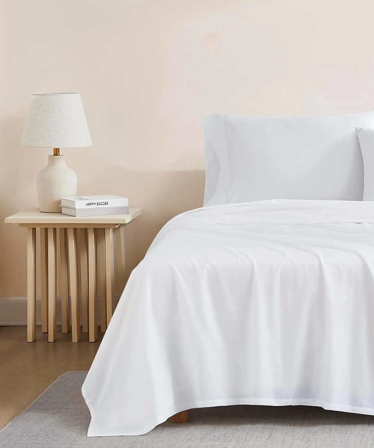 Bed Sheet Set California King Size – 500 Thread Count – Breathable & Durable – Fits 15 to 18 Inch Deep Pocket Mattress – 4-Piece Bedding Set – Hotel Quality (Solid, Classic White)