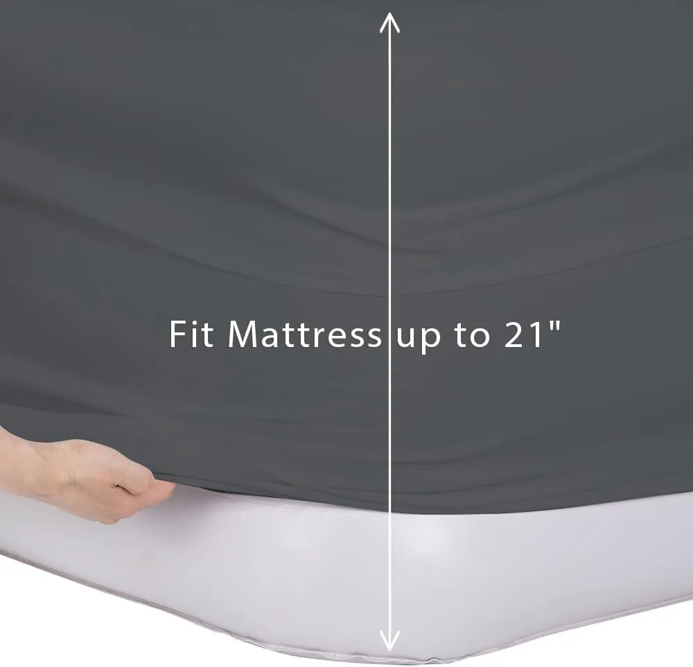 Bedecor Air Bed Sheets for Mattress Cover Removable Bed and Elastic Band Super Soft and Breathable & Deep up to 21" Dark Gray Twin