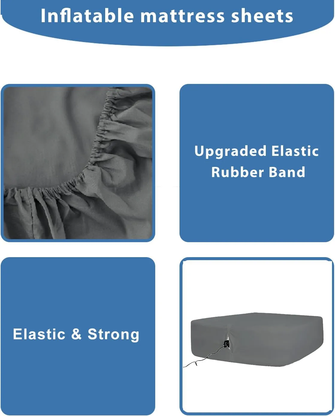 Bedecor Air Bed Sheets for Mattress Cover Removable Bed and Elastic Band Super Soft and Breathable & Deep up to 21" Dark Gray Twin