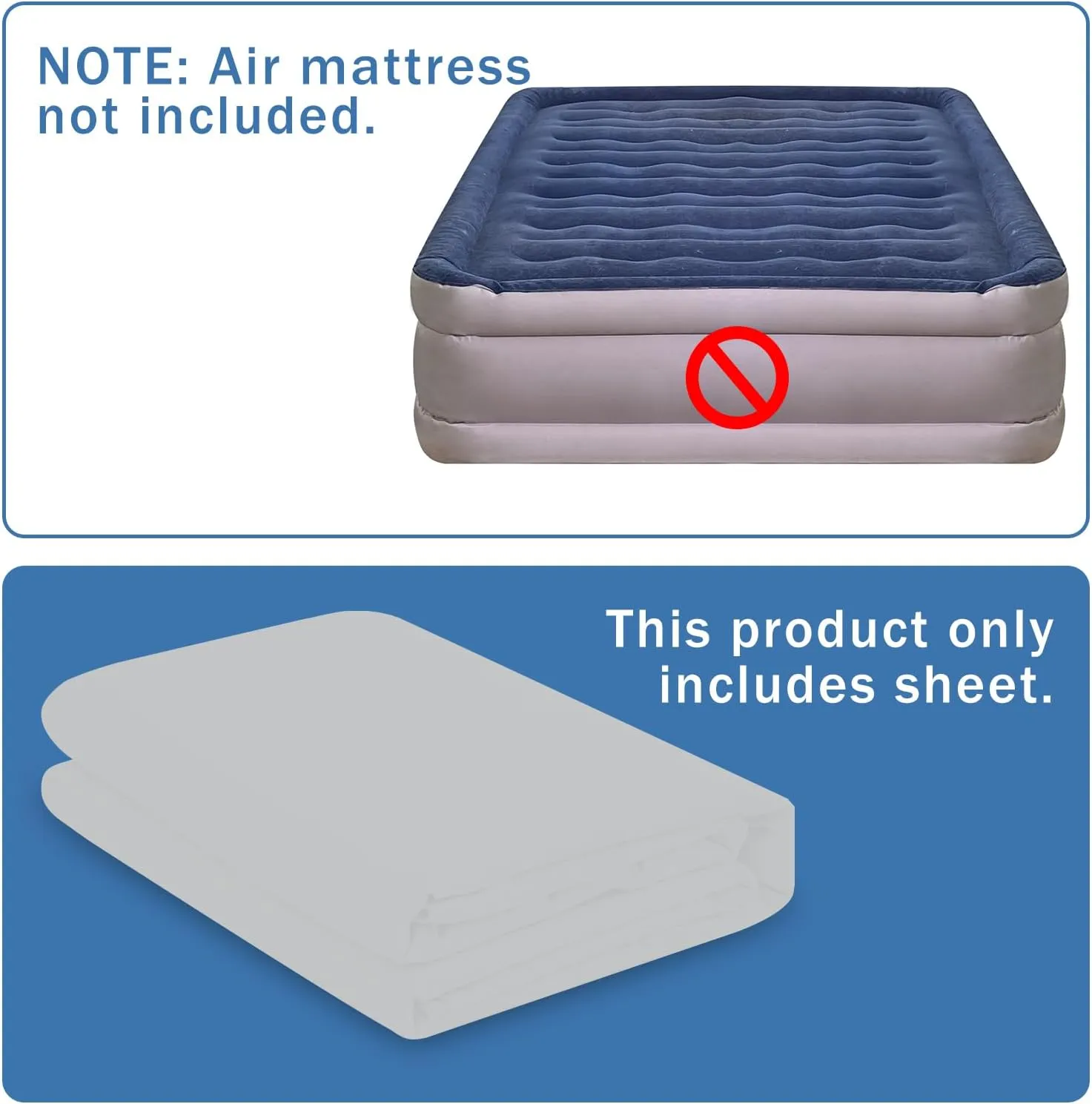 Bedecor Air Bed Sheets for Mattress Cover Removable Bed and Elastic Band Super Soft and Breathable & Deep up to 21" Light Gray Twin